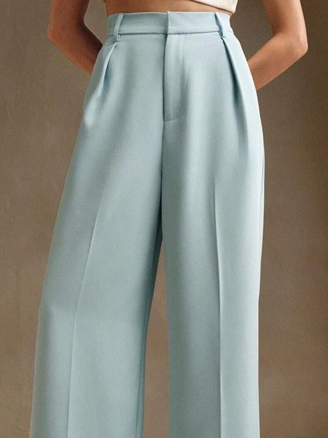 Kotty Women Cotton Relaxed Straight Leg Straight Fit High-Rise Easy Wash Wide Leg Trousers