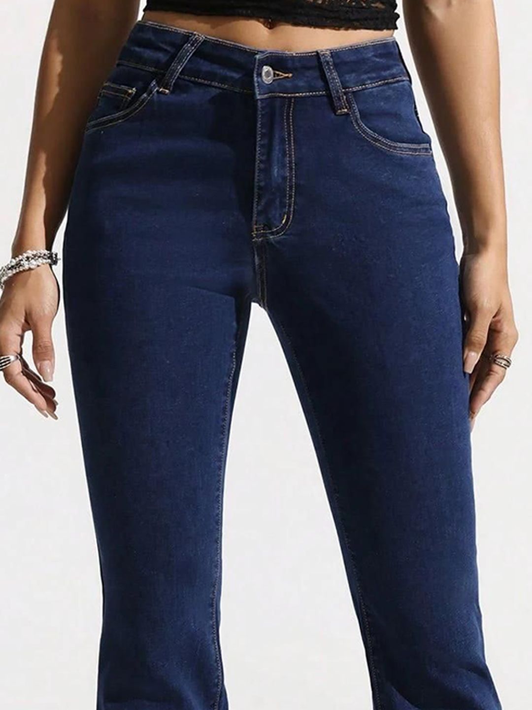 Kotty Women Jean Bootcut High-Rise Clean Look Stretchable Jeans