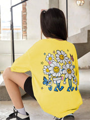 Kotty Girls Graphic Printed Round Neck Cotton Oversized T-shirt