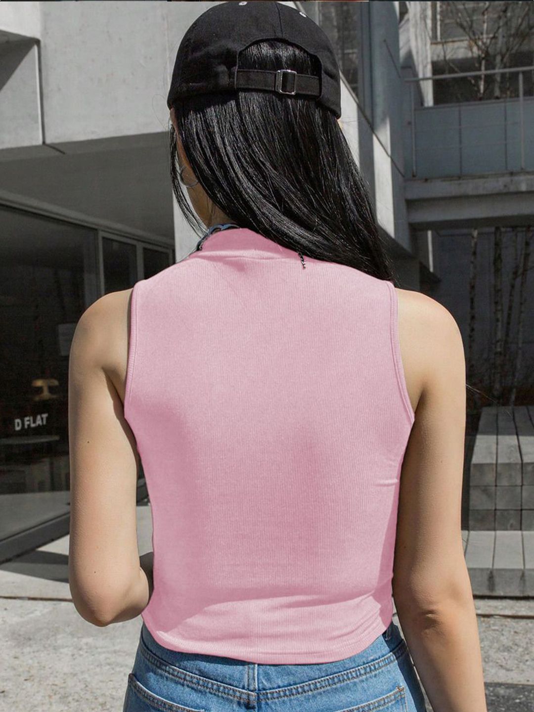 Kotty Women High Neck Sleeveless Fitted Crop Top