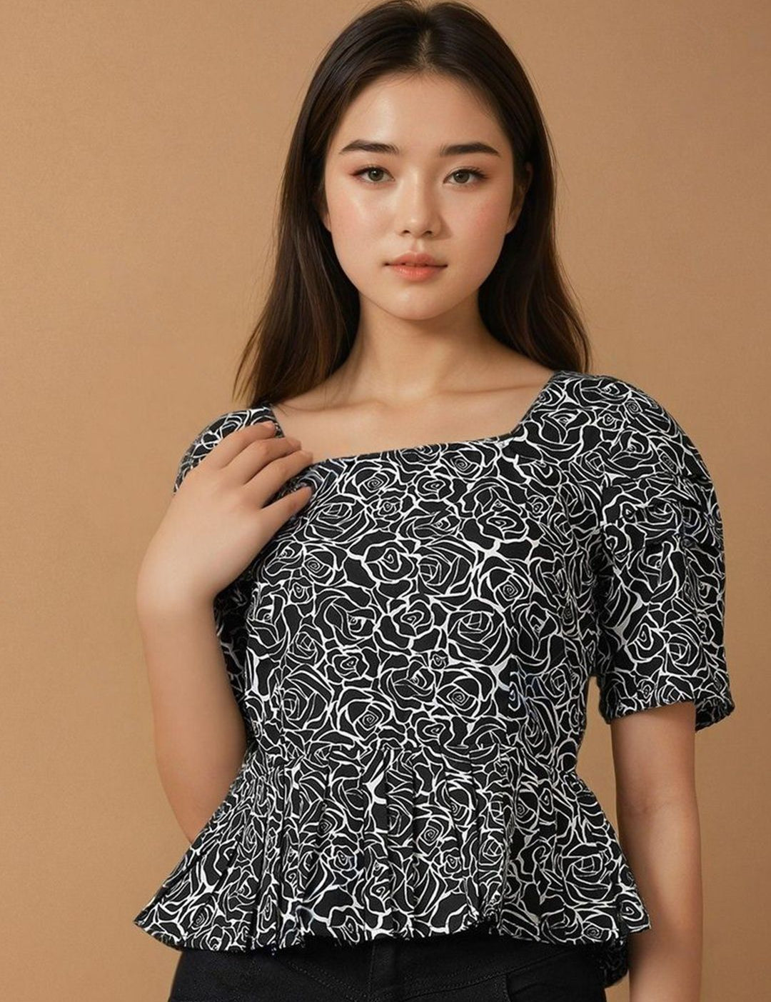 Kotty Women Abstract Printed Peplum Top