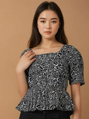 Kotty Women Abstract Printed Peplum Top