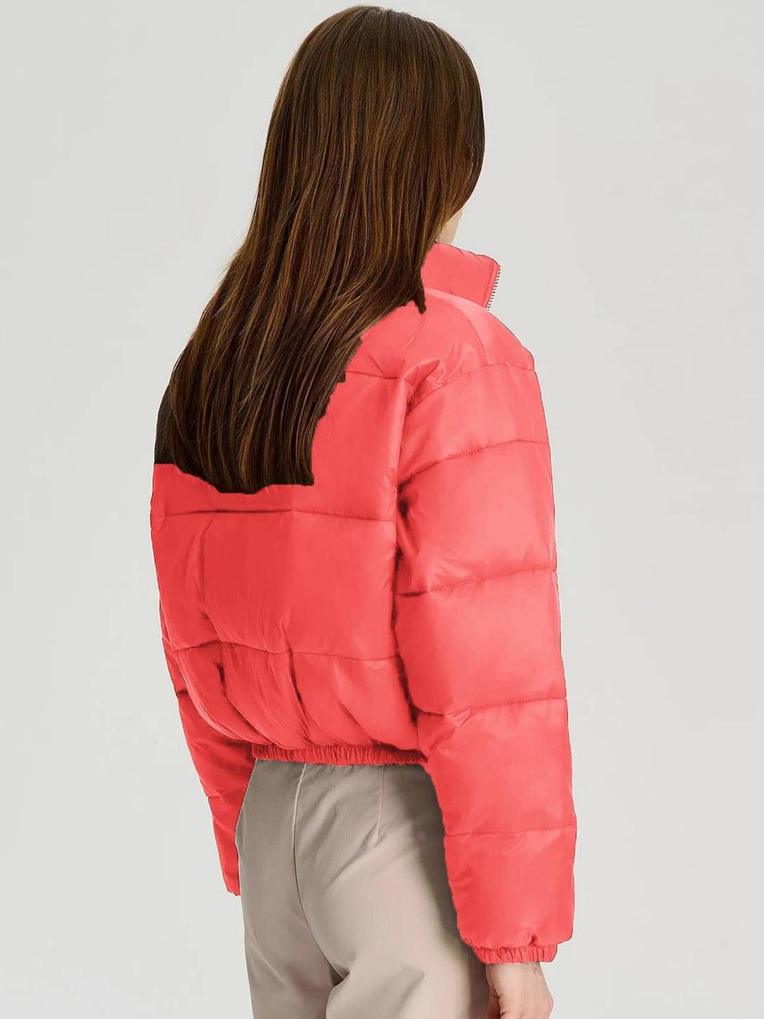 Kotty Women Stand Collar Solid Lightweight Puffer Jacket