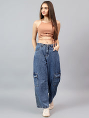 Kotty Women Straight Fit Mid-Rise Cotton Stretchable Jeans