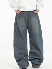 Kotty Men Wide Leg Low-Rise Light Fade Stretchable Jeans