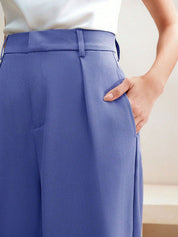 Kotty Women Solid Pleated High-Rise Relaxed Fit Formal Trousers