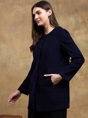 Kotty Women Solid Mandarin Collar Overcoat