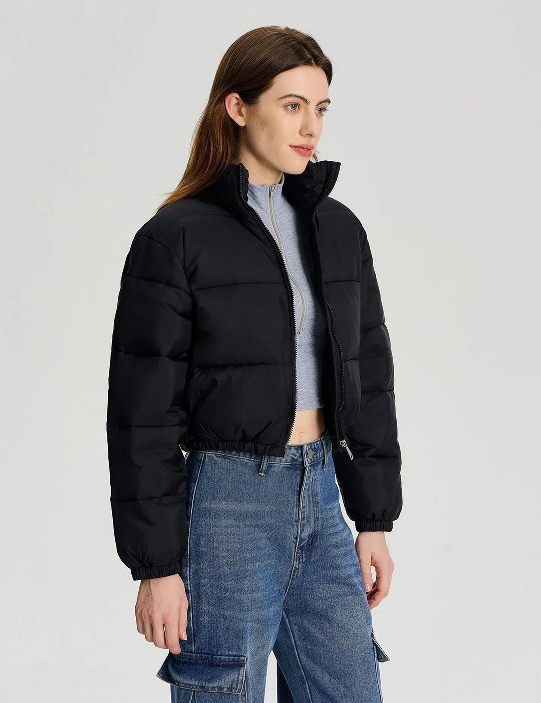 Kotty Women Black Crop Puffer Jacket