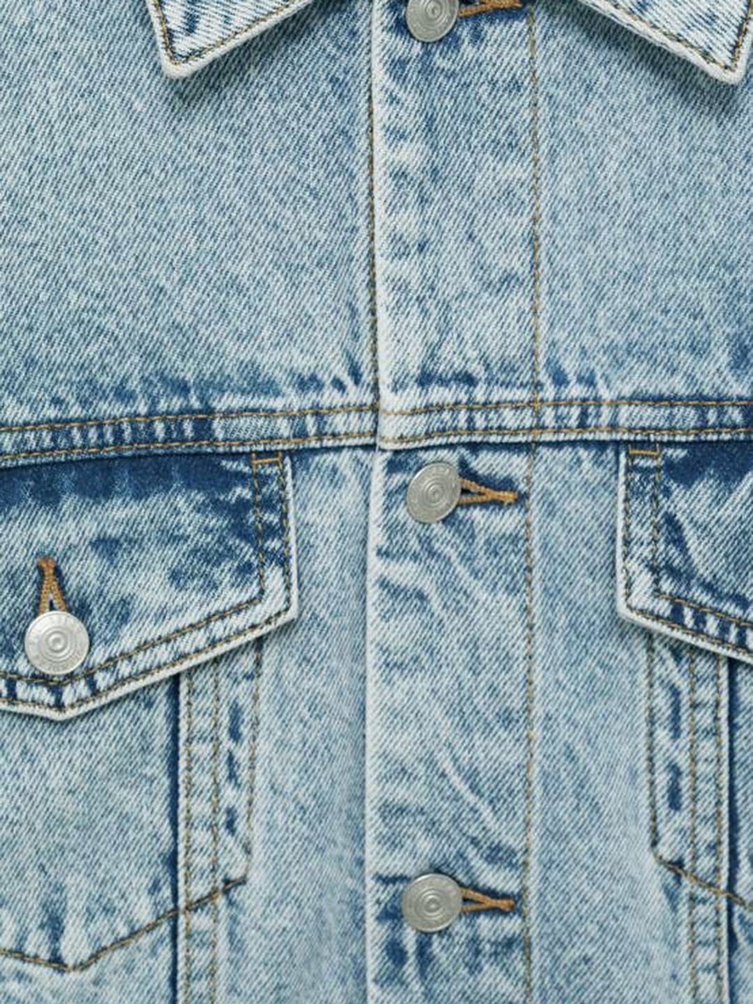 Kotty Men Spread Collar Washed Solid Denim Jacket