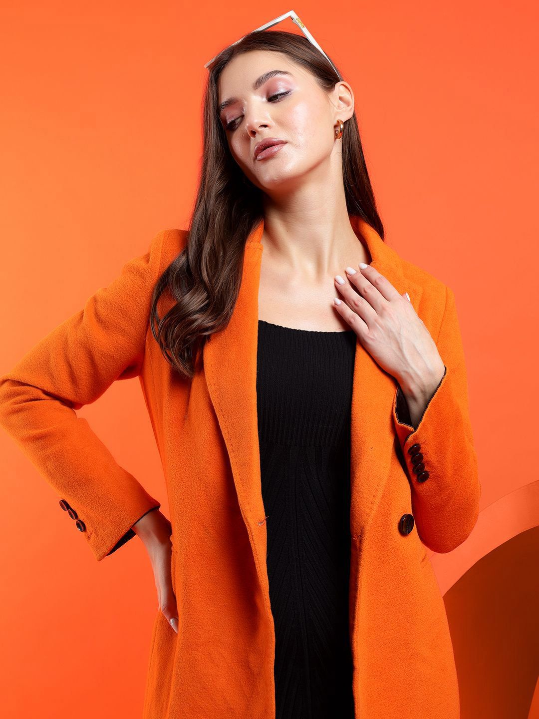 Kotty Solid Shawl Collar Longline Overcoat