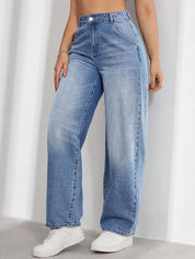Kotty Women Jean Wide Leg High-Rise Heavy Fade Stretchable Jeans