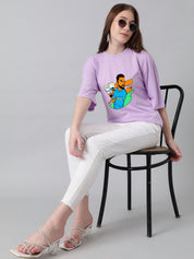 Kotty Women Graphic Printed Round Neck Cotton Oversized T-shirt