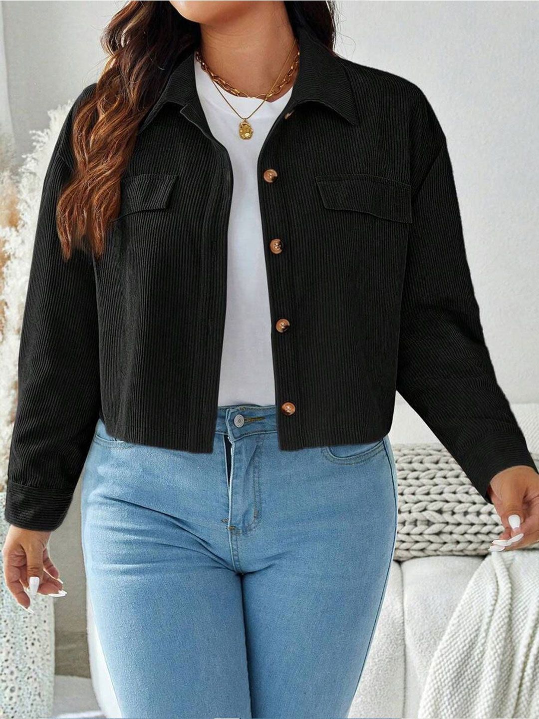 CURVE BY KOTTY Women Solid Spread Collar Regular Fit Casual Shirt