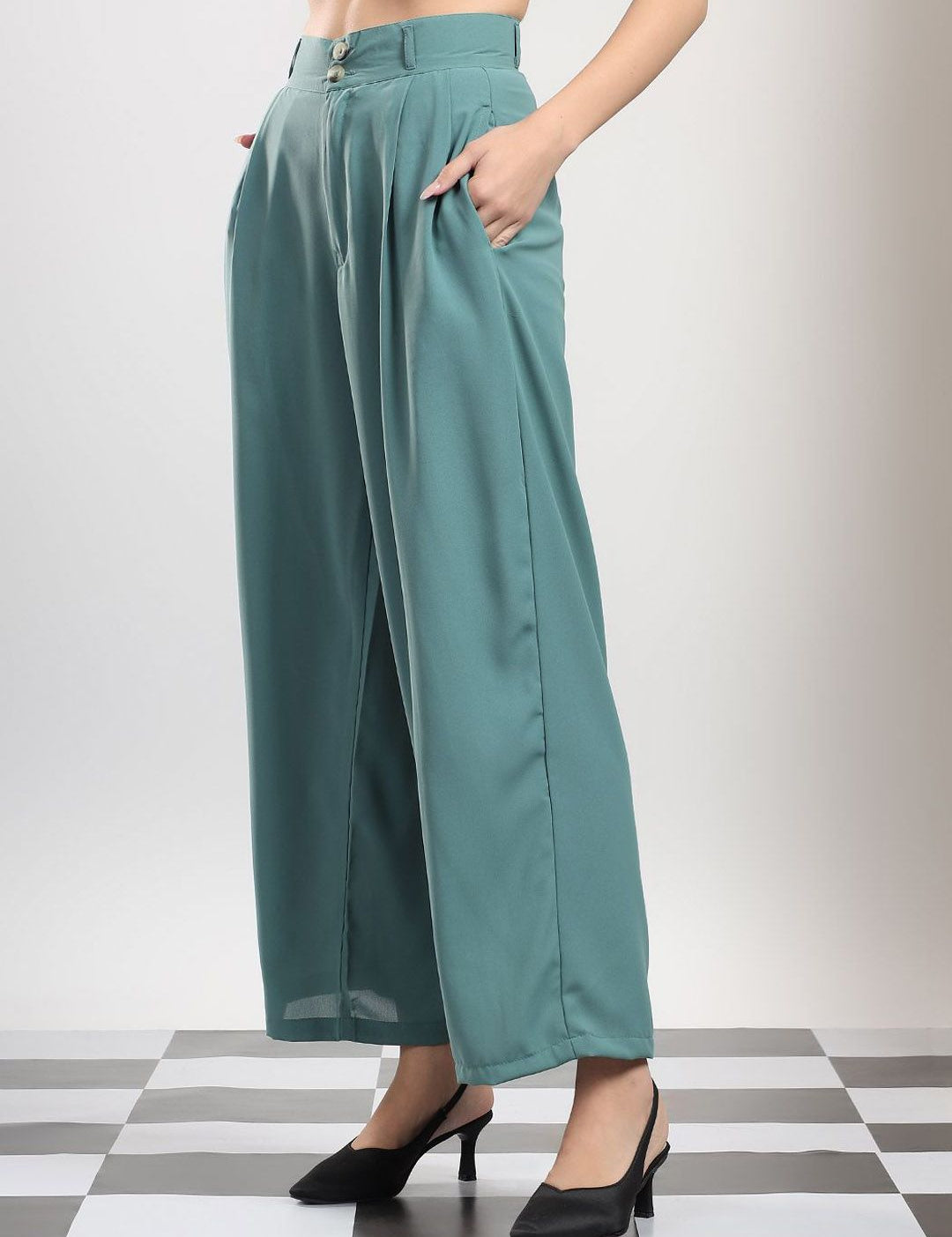Kotty Women High-Rise Relaxed Fit Pleated Trousers
