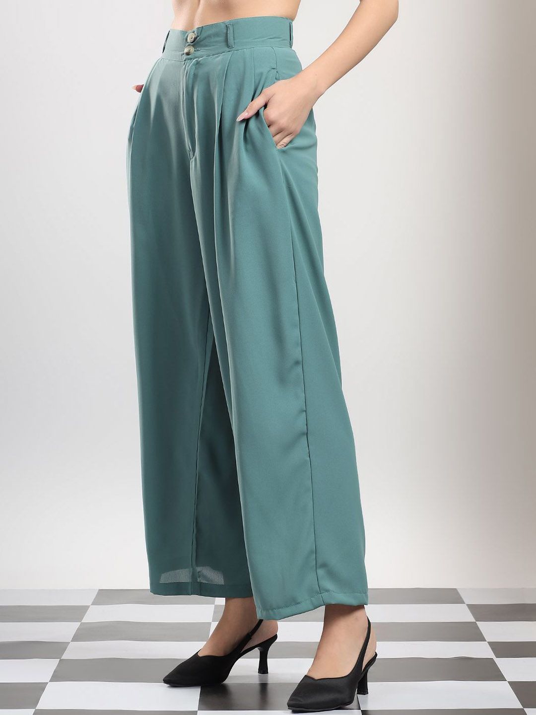 Kotty Women High-Rise Relaxed Fit Pleated Trousers