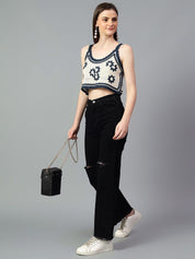 Kotty Women Self Design Scoop Neck Cotton Top