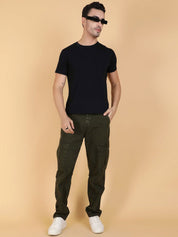 Kotty Men Solid Easy Wash Cargos Trousers