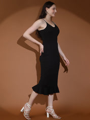 Kotty Women Solid Shoulder Straps Sleeveless Bodycon Dress