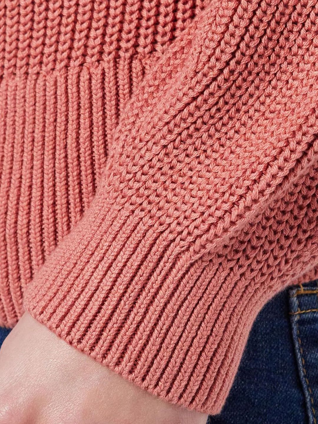 Kotty Women Cotton Round Neck Long Sleeves Cable Knit Pullover  Sweaters