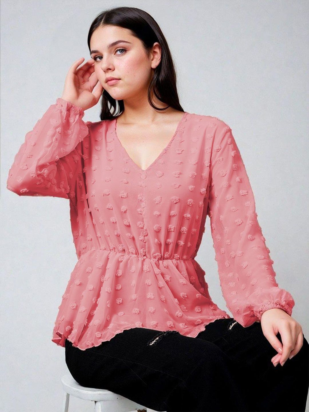 Kotty Women Solid V-Neck Top