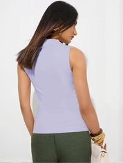 Kotty Solid High Neck Sleeveless Top