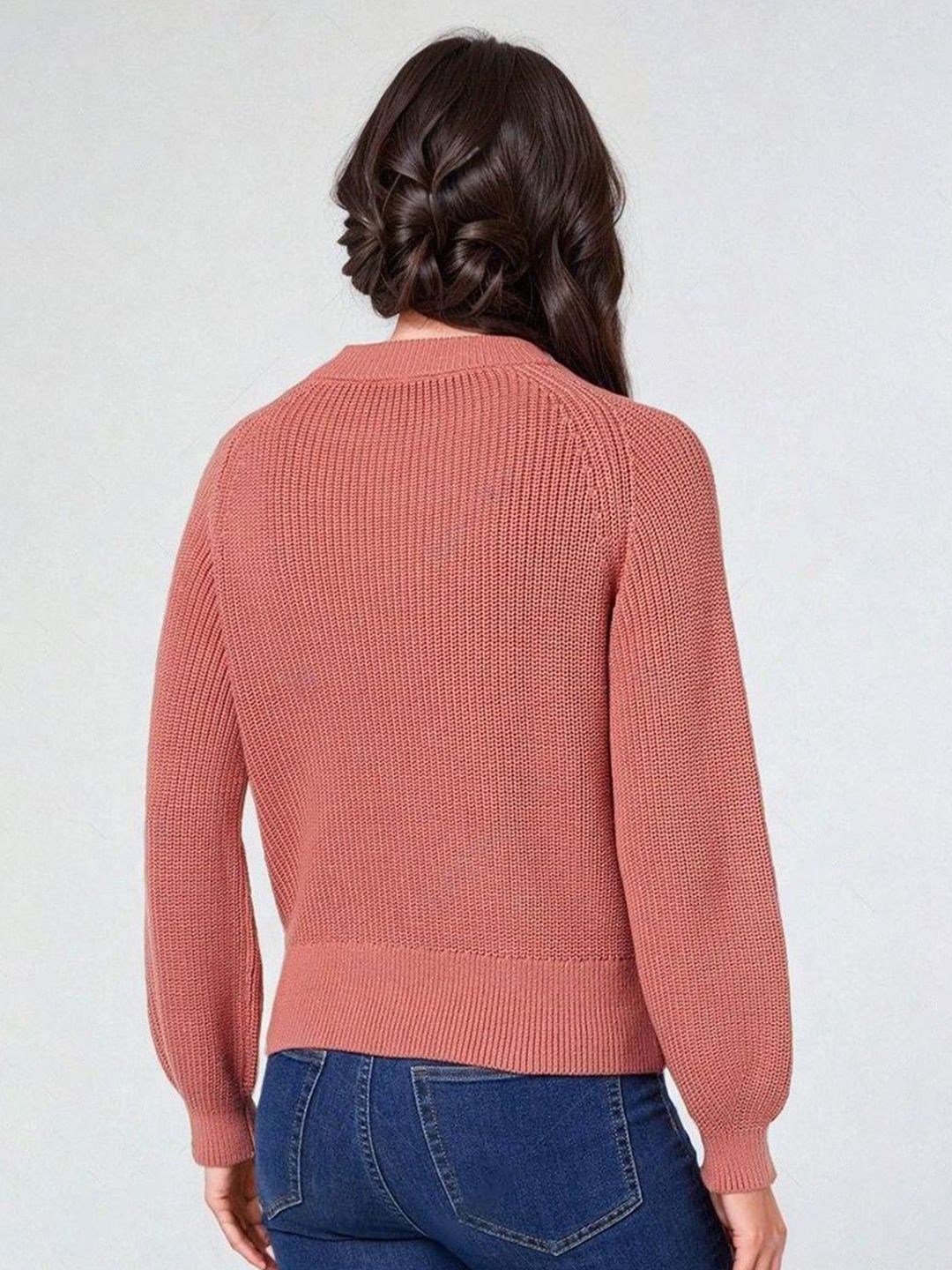 Kotty Women Cotton Round Neck Long Sleeves Cable Knit Pullover  Sweaters