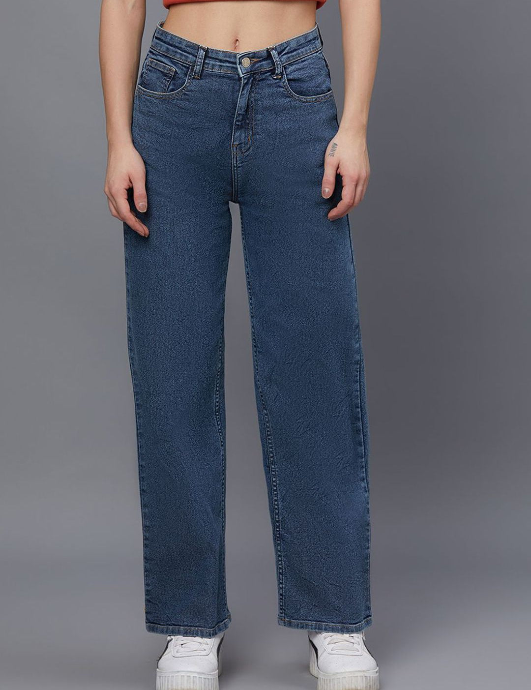 Kotty Women Straight Fit High-Rise Stretchable Jeans