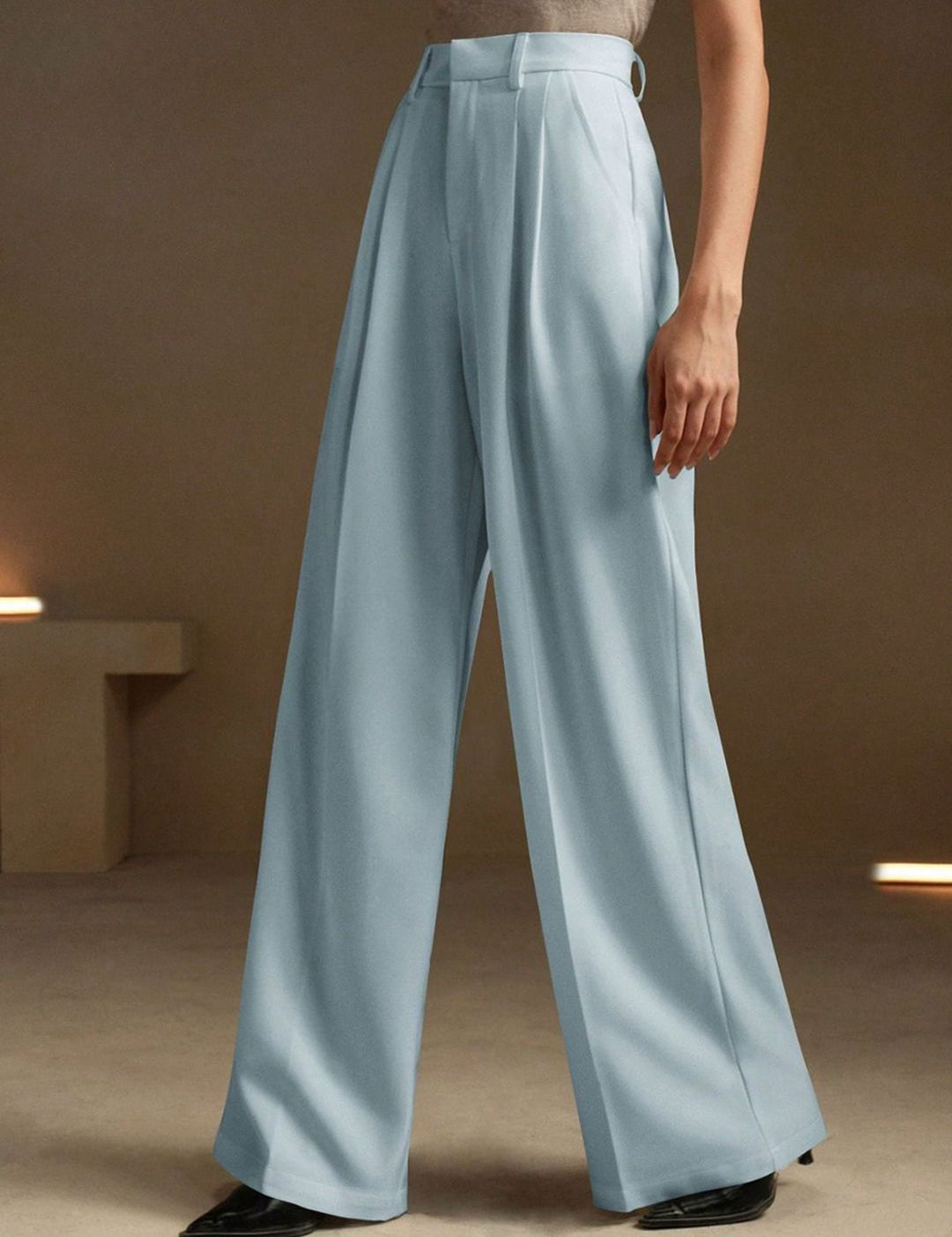 Kotty Women Relaxed Straight Leg High-Rise Pleated Wide Leg Trousers