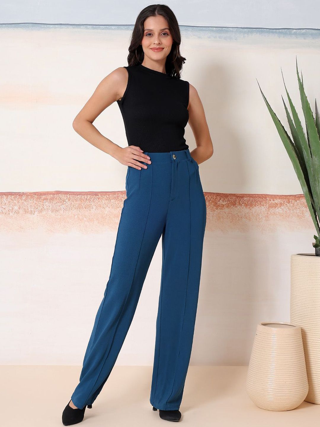 Kotty  Women Relaxed Fit Round Neck Top With Trousers Co-ords