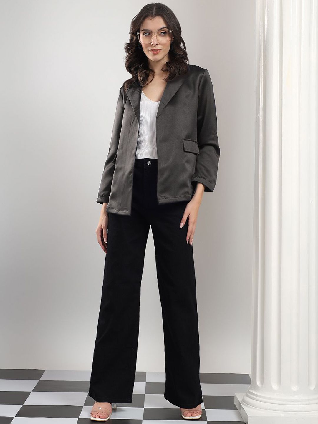 Kotty Notched Lapel Front Open Blazer