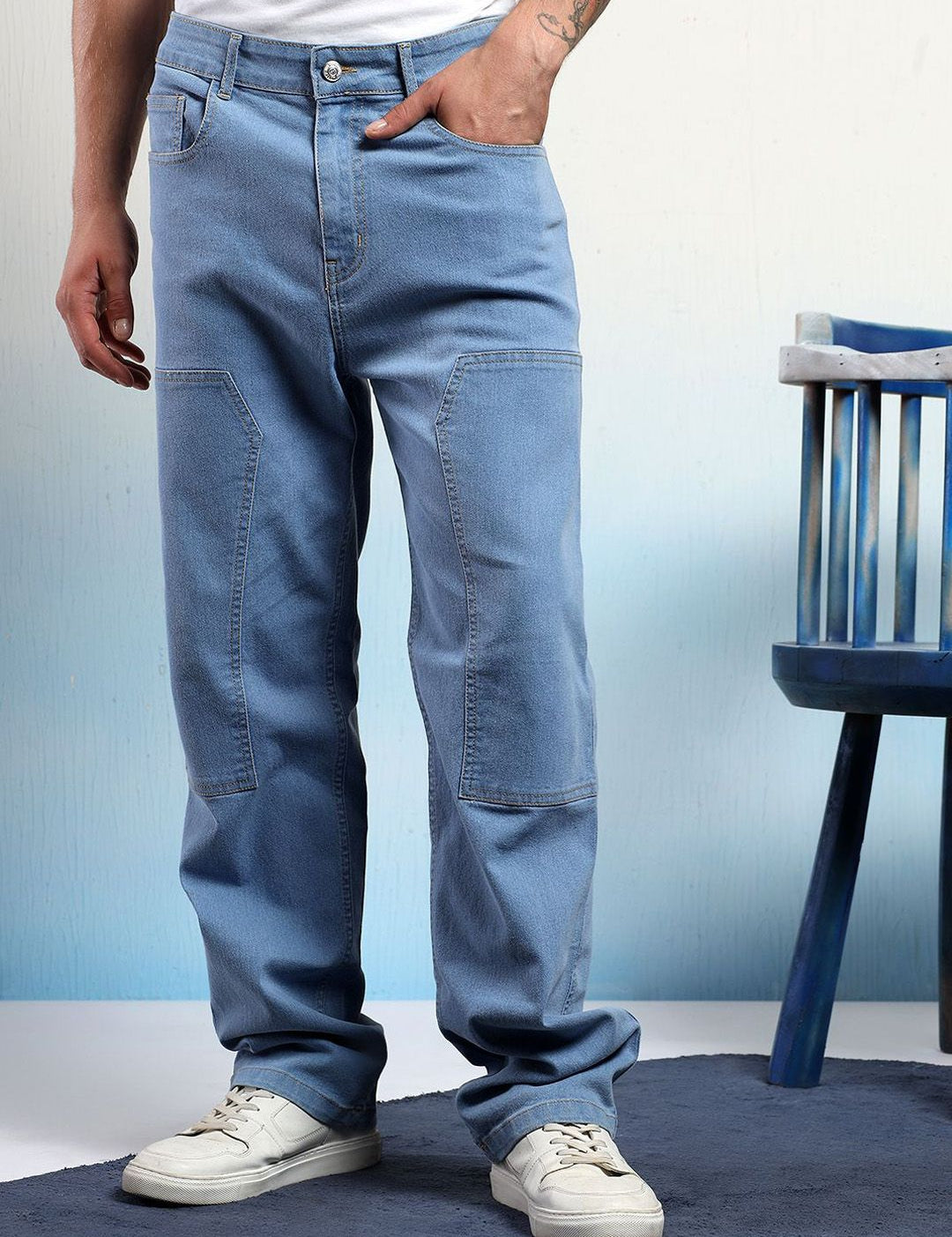 Kotty Men Low-Rise Wrinkle Free Pleated Cargos Trousers