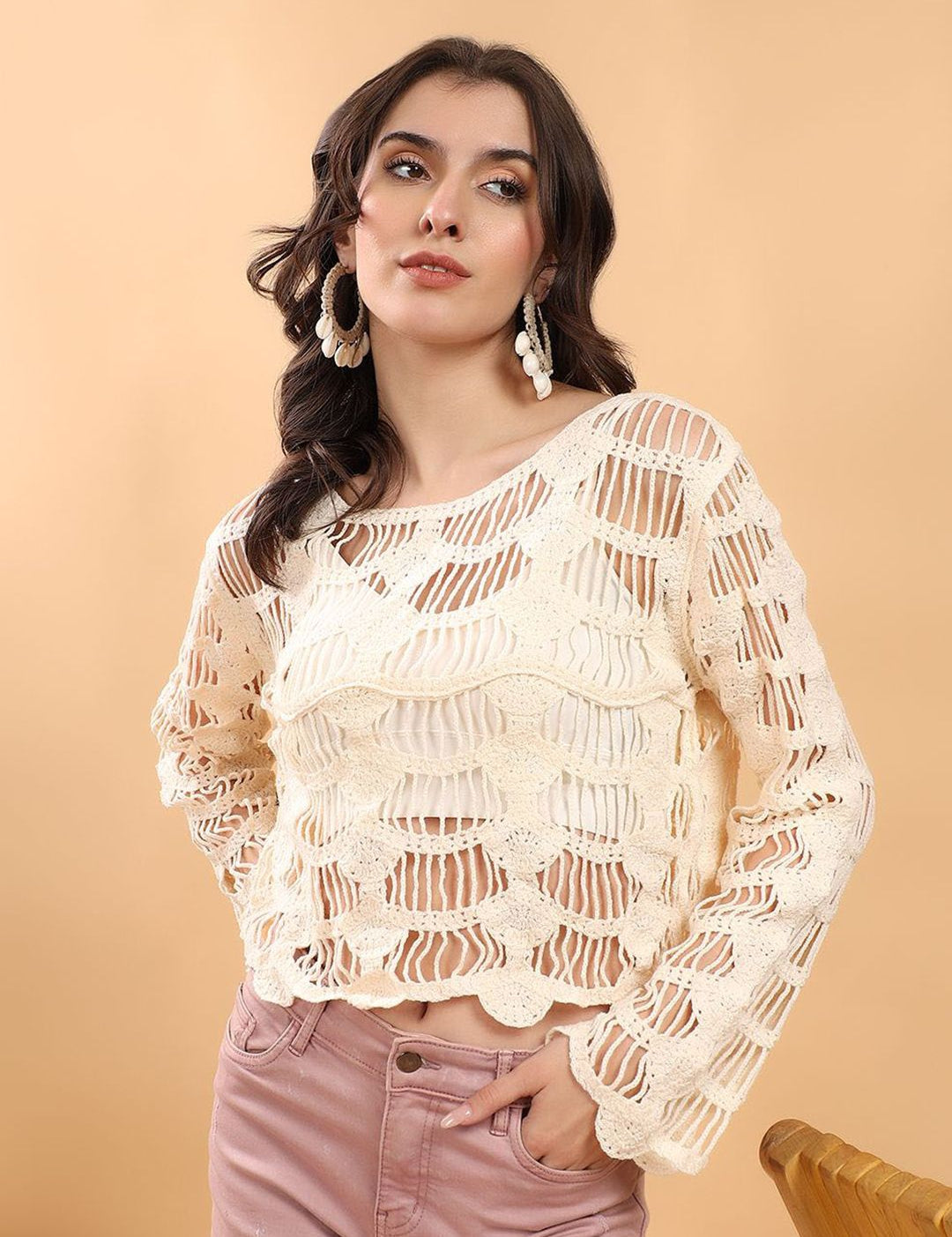 Kotty Self Design Cotton Regular Top