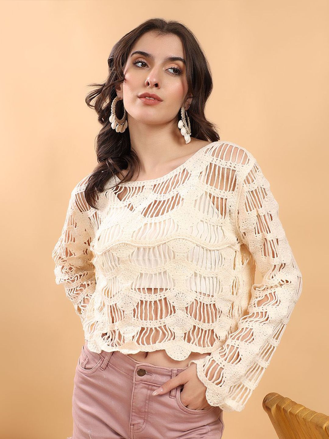 Kotty Self Design Cotton Regular Top
