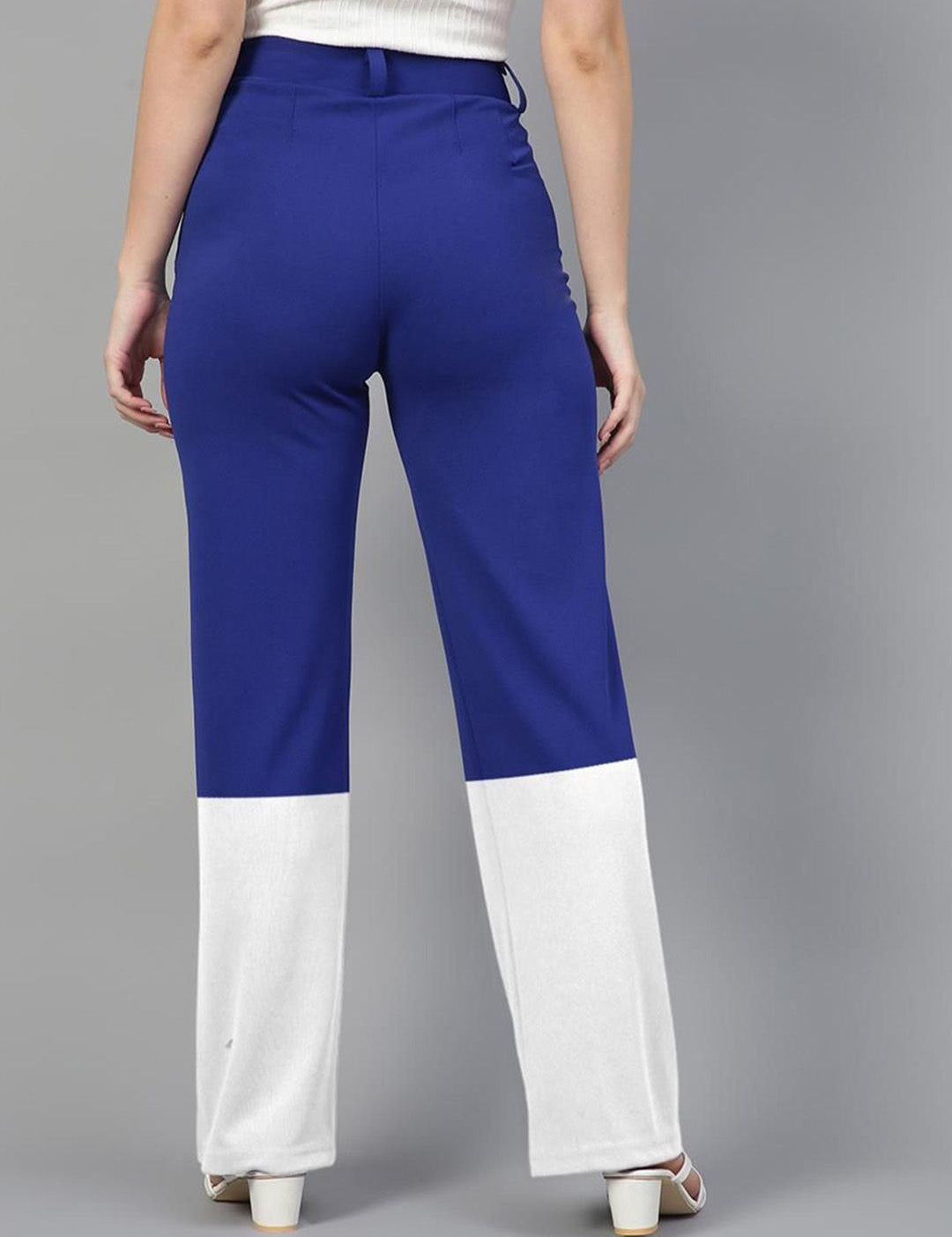 Kotty Women Colourblocked High-Rise Easy Wash Trousers
