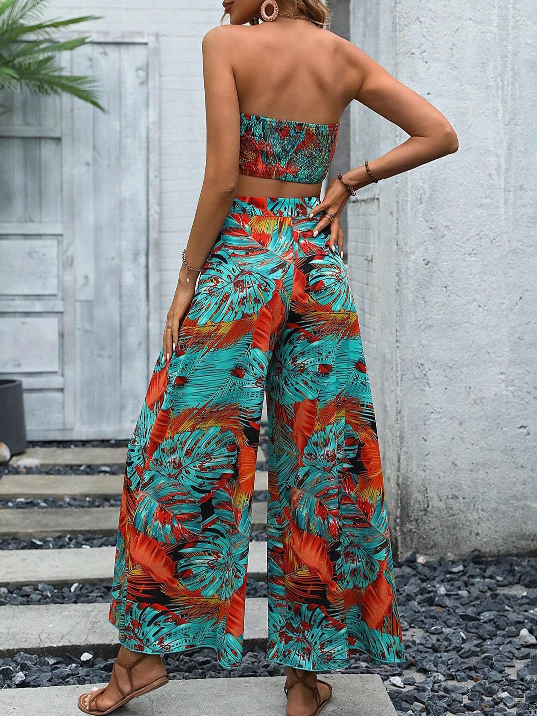 Kotty Women Floral Printed High-Rise Wide Leg Trousers