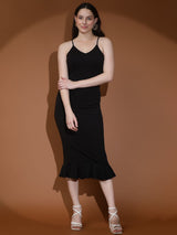 Kotty Women Solid Bodycon Midi Dress