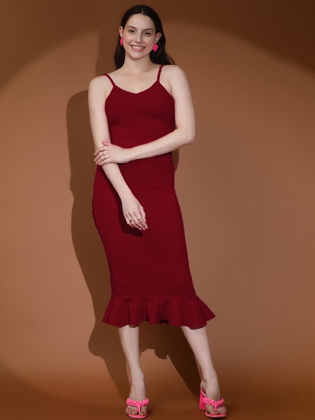 Kotty Shoulder Straps Bodycon Midi Dress