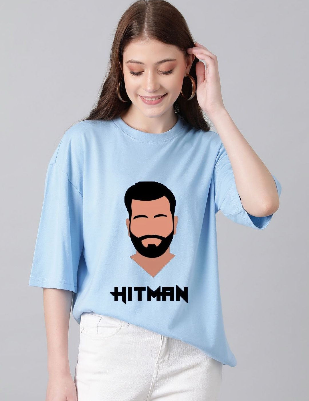 Kotty Women Graphic Printed Round Neck Cotton Oversized T-shirt