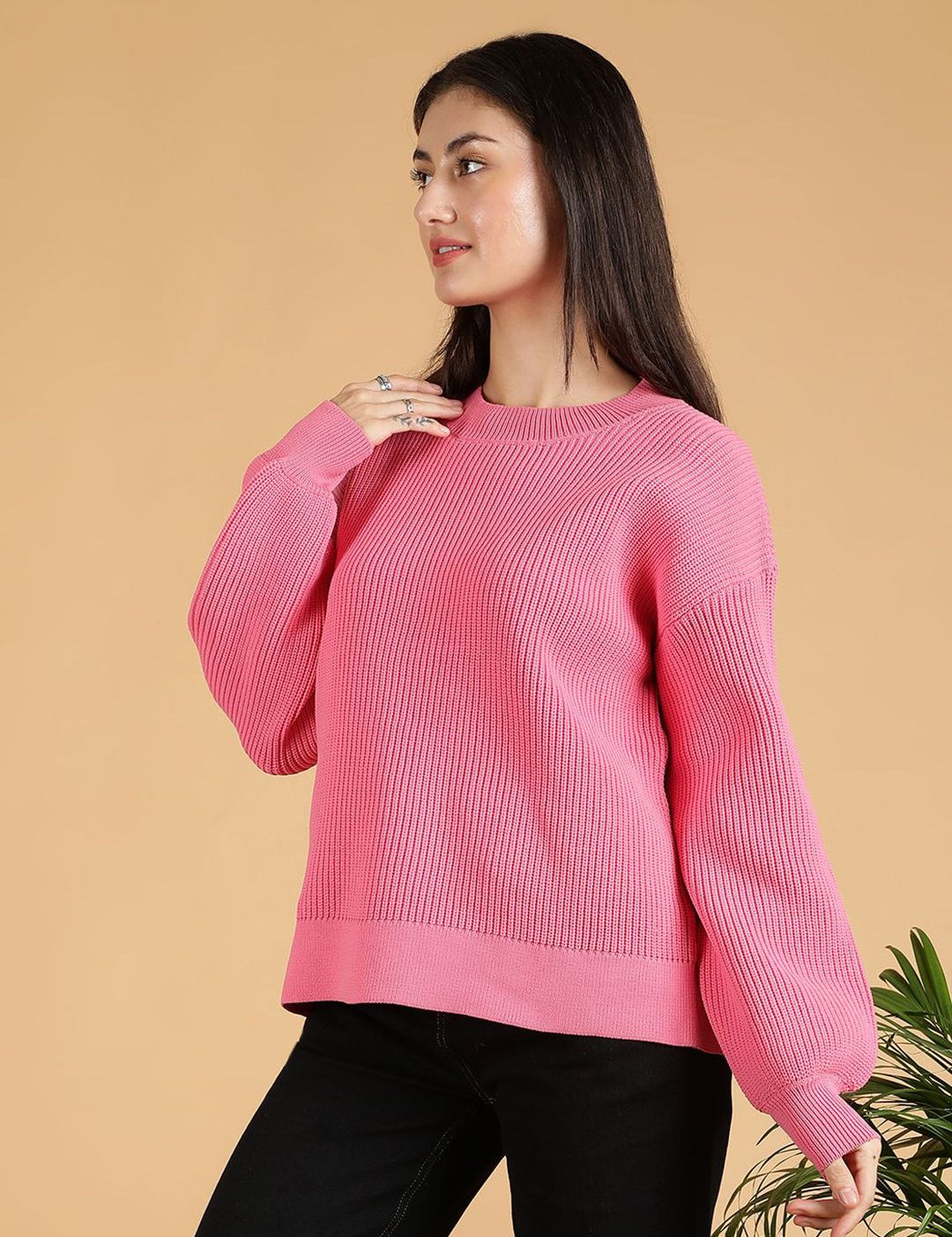 Kotty Women Ribbed Round Neck Pullover