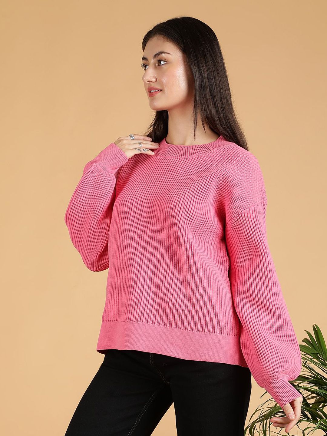 Kotty Women Ribbed Round Neck Pullover
