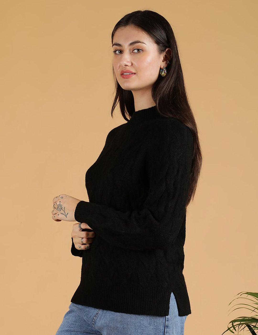 Kotty Women Turtle Neck Pullover Cotton Sweater