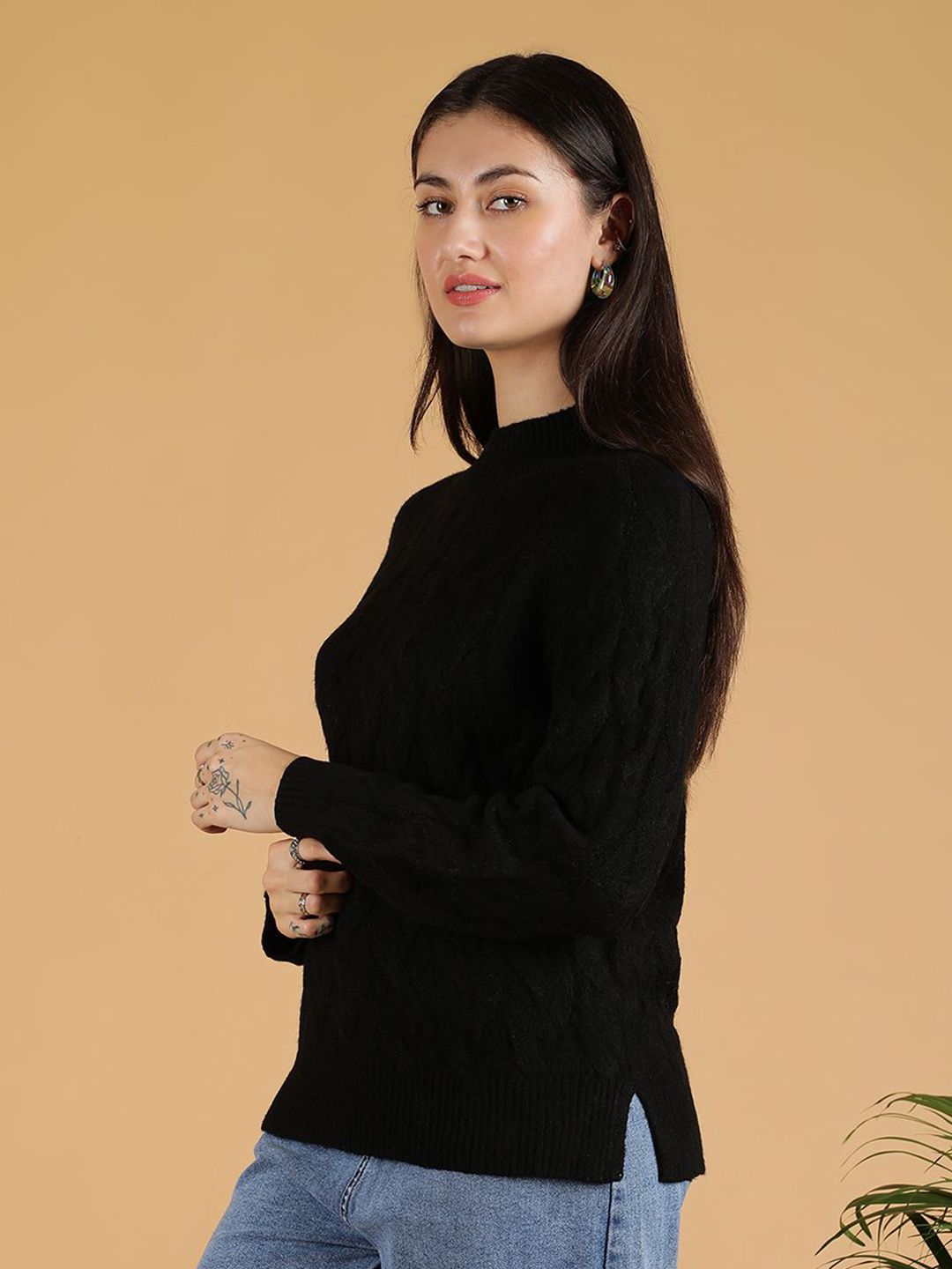 Kotty Women Turtle Neck Pullover Cotton Sweater