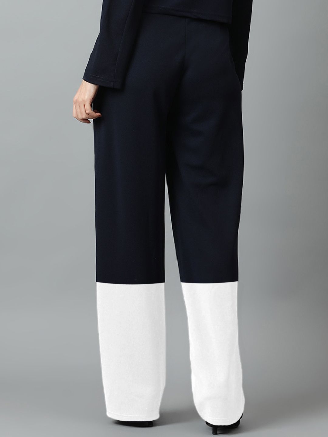 Kotty Women Solid Colourblocked High-Rise Easy Wash Trousers