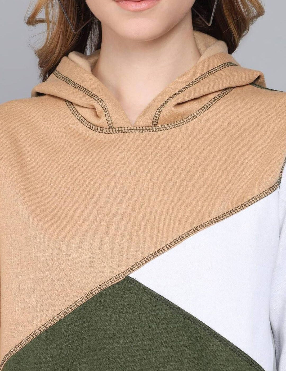 Kotty Women Colourblocked Hooded Sweatshirt