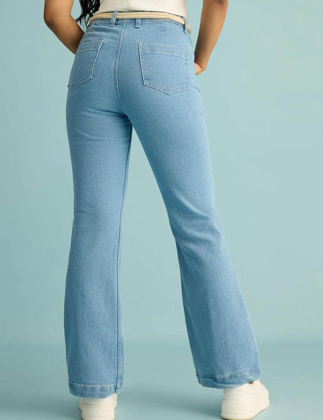 Kotty Women Flared High-Rise Clean Look Stretchable Cotton Jeans