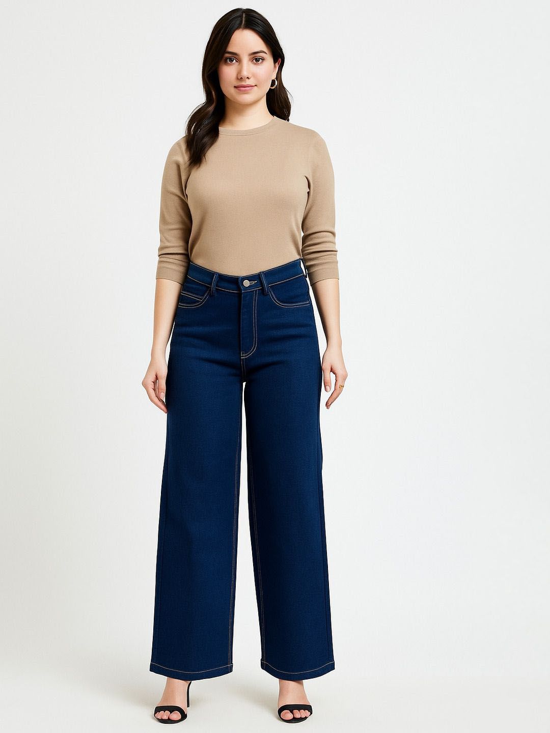 Kotty women's jeans Women Wide Leg High-Rise Stretchable Jeans