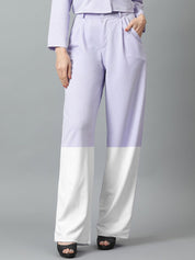 Kotty Women Colourblocked Relaxed Straight Leg Straight Fit High-Rise Easy Wash Trousers