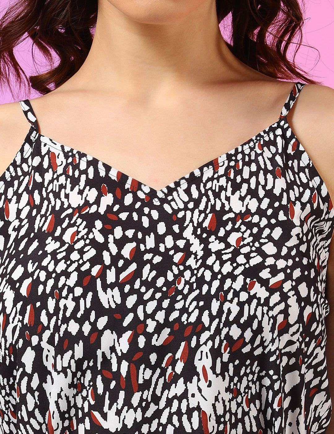 Kotty Animal Printed Crepe A-Line Dress