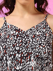 Kotty Animal Printed Crepe A-Line Dress