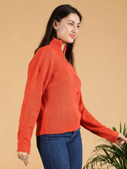 Kotty Women Half Zipper Ribbed Cotton Pullover